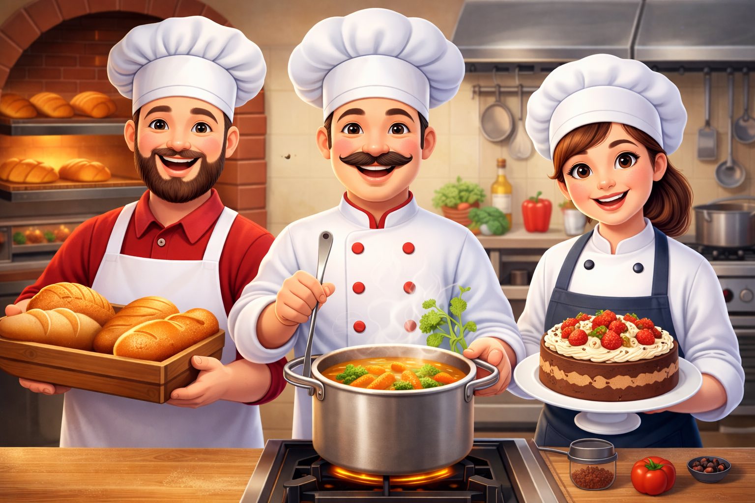 Εκπαιδευτικό παιχνίδι επαγγέλματα για παιδιά 3–8 ετών με παιχνίδι ρόλων φούρναρη, ζαχαροπλάστη και μάγειρα, που ενισχύει λόγο, συνεργασία και φαντασία.